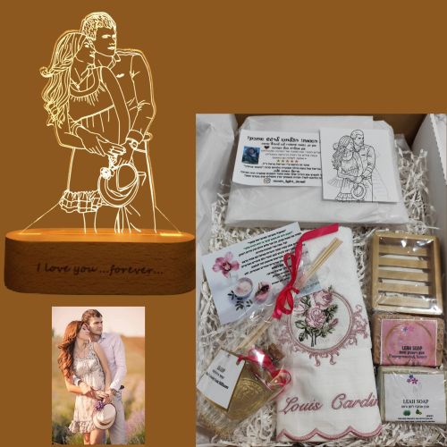 מארז לאה - מנורת לילה מאויירת +וערכת סבונים טבעיים ומפיץ ריח